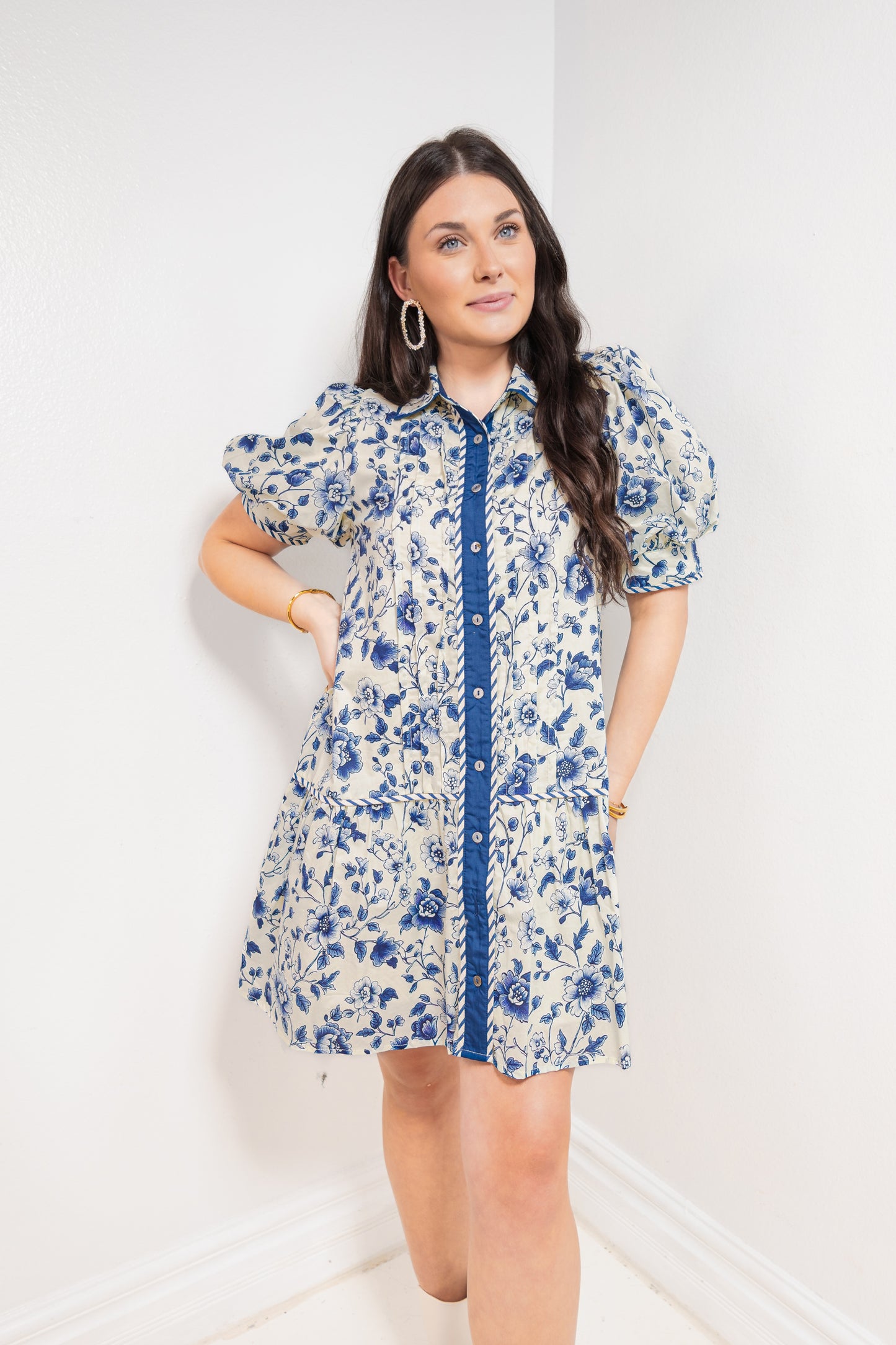Heirloom Florals Button Down Mini Dress