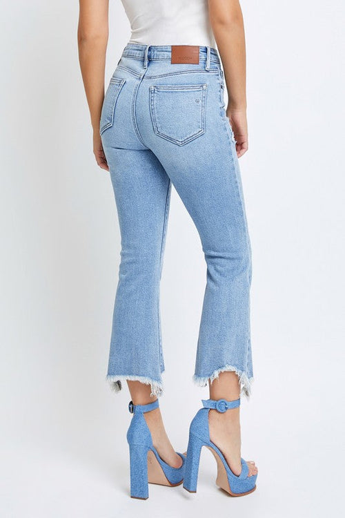 Hidden Happi High Rise Crop Flare With Step Hem Jeans-Bottoms-KCoutureBoutique, women's boutique in Bossier City, Louisiana