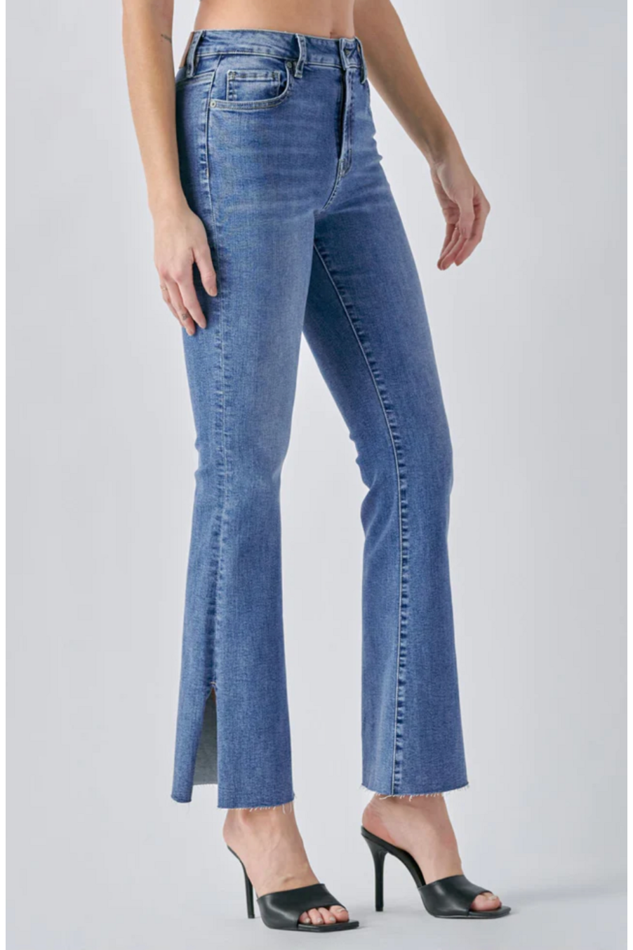 Hidden Happi Side Slit Flare Jeans-Bottoms-KCoutureBoutique, women's boutique in Bossier City, Louisiana