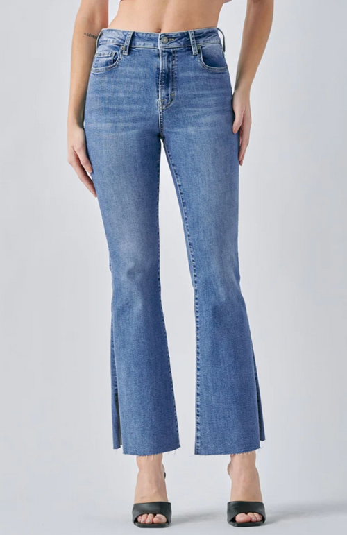 Hidden Happi Side Slit Flare Jeans-Bottoms-KCoutureBoutique, women's boutique in Bossier City, Louisiana