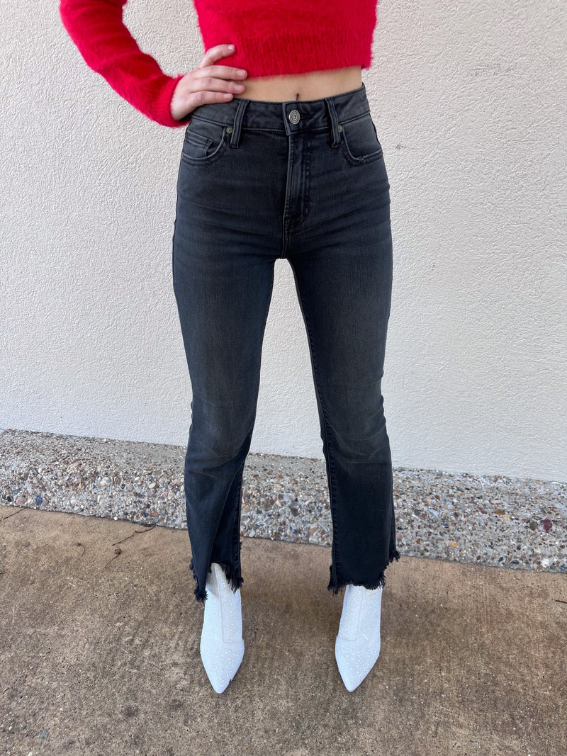 Hidden Happy High Waist Super Fray Flare Jeans-Apparel & Accessories-KCoutureBoutique, women's boutique in Bossier City, Louisiana