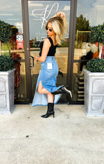 Hidden Medium Light Denim Midi Skirt-Skirt-KCoutureBoutique, women's boutique in Bossier City, Louisiana