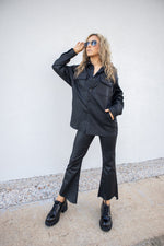 Hidden Oversized Black Coated Jacket-Outerwear-KCoutureBoutique, women's boutique in Bossier City, Louisiana