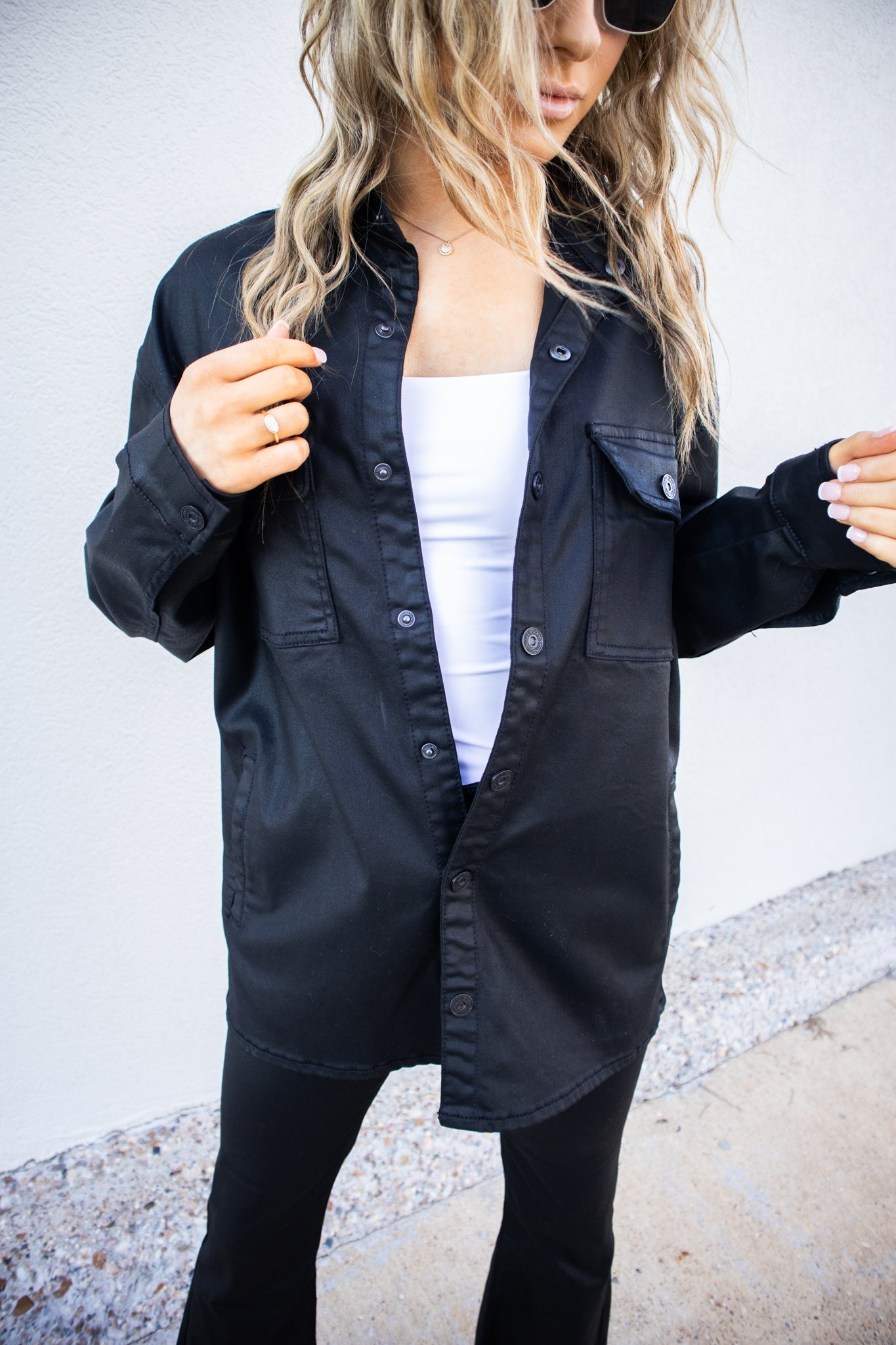 Hidden Oversized Black Coated Jacket-Outerwear-KCoutureBoutique, women's boutique in Bossier City, Louisiana