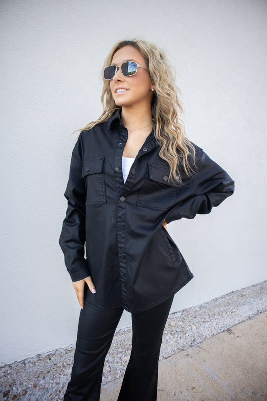 Hidden Oversized Black Coated Jacket-Outerwear-KCoutureBoutique, women's boutique in Bossier City, Louisiana