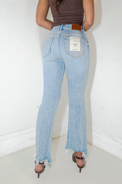 Hidden Happi Distressed Frayed Hem Cropped Jeans