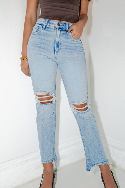 Hidden Happi Distressed Frayed Hem Cropped Jeans