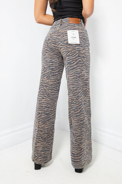 Hidden Logan Tiger Print High Rise Dad Jean