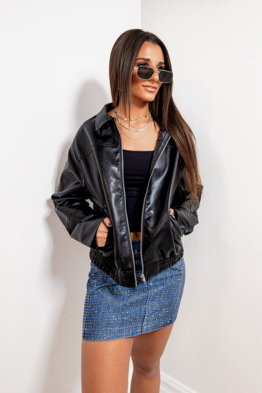 Not Your Boyfriend's Leather Bomber Jacket