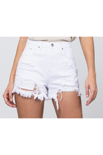 High Rise White Denim Shorts-Shorts-KCoutureBoutique, women's boutique in Bossier City, Louisiana