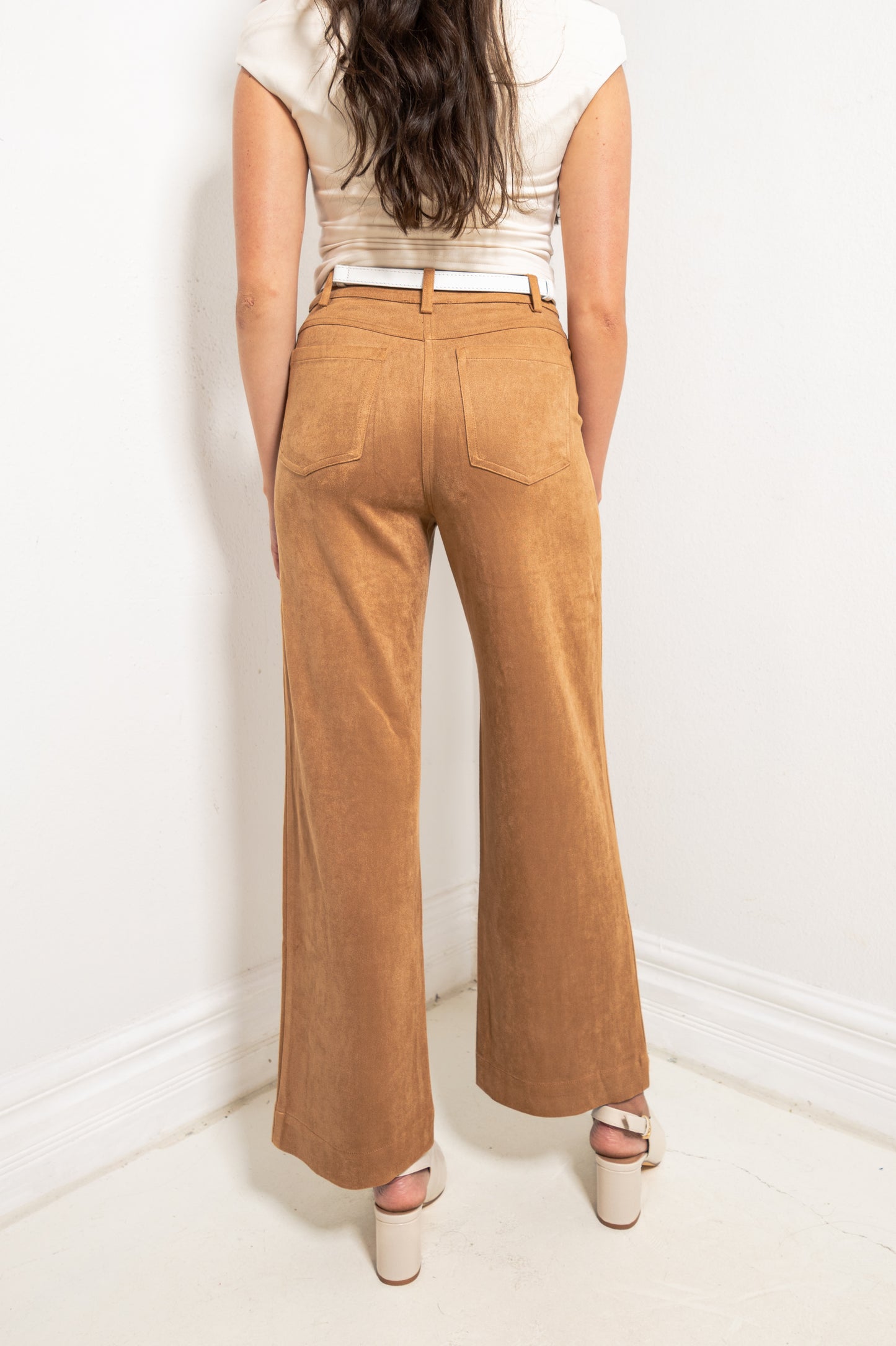 High Noon Faux Suede Wide Leg Pants