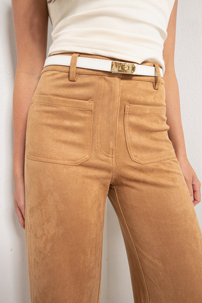 High Noon Faux Suede Wide Leg Pants