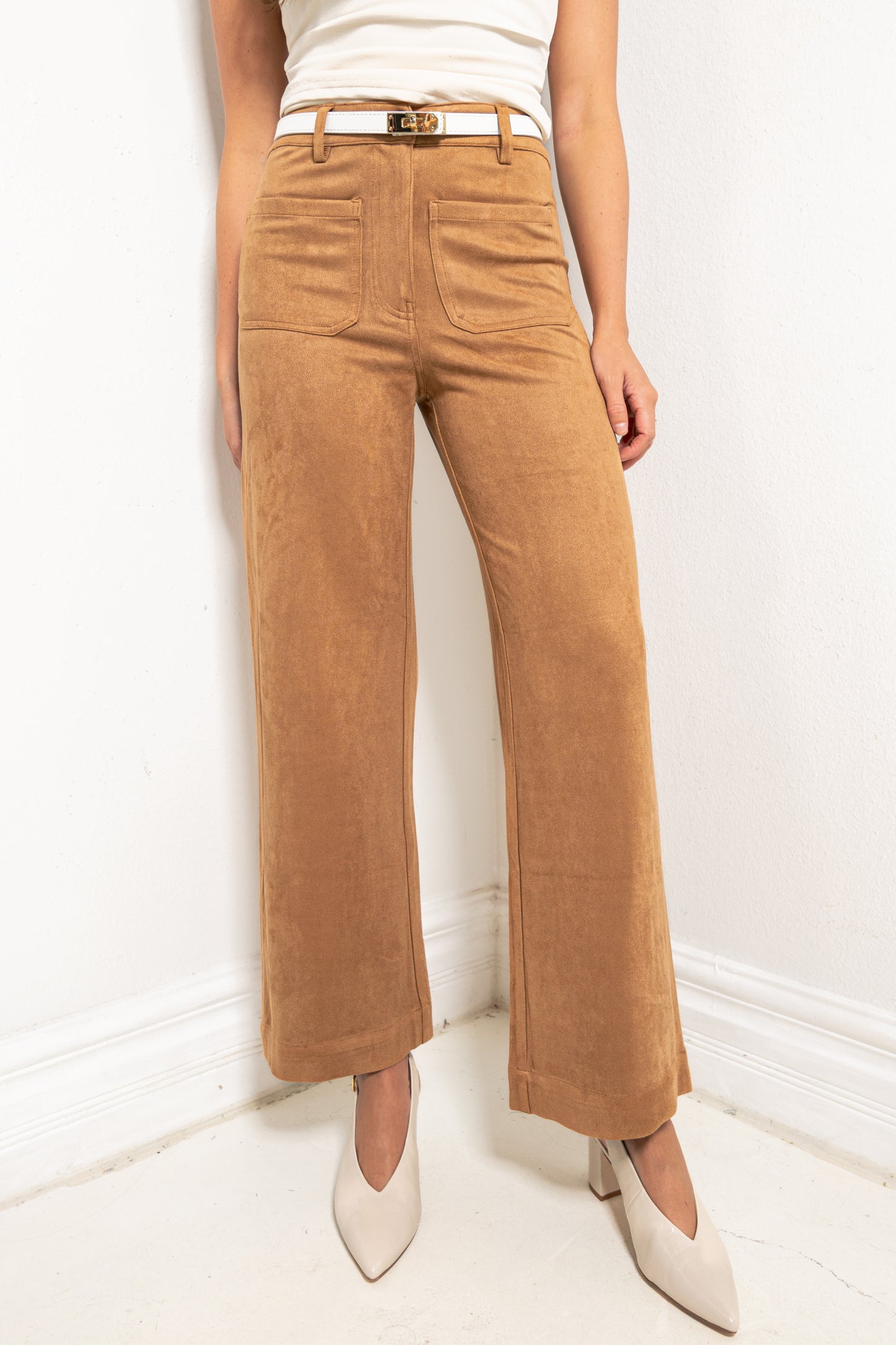 High Noon Faux Suede Wide Leg Pants