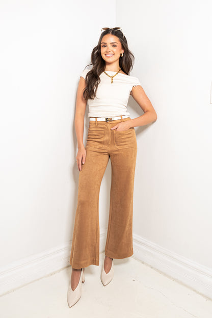 High Noon Faux Suede Wide Leg Pants