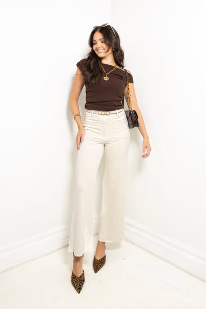 High Noon Faux Suede Wide Leg Pants