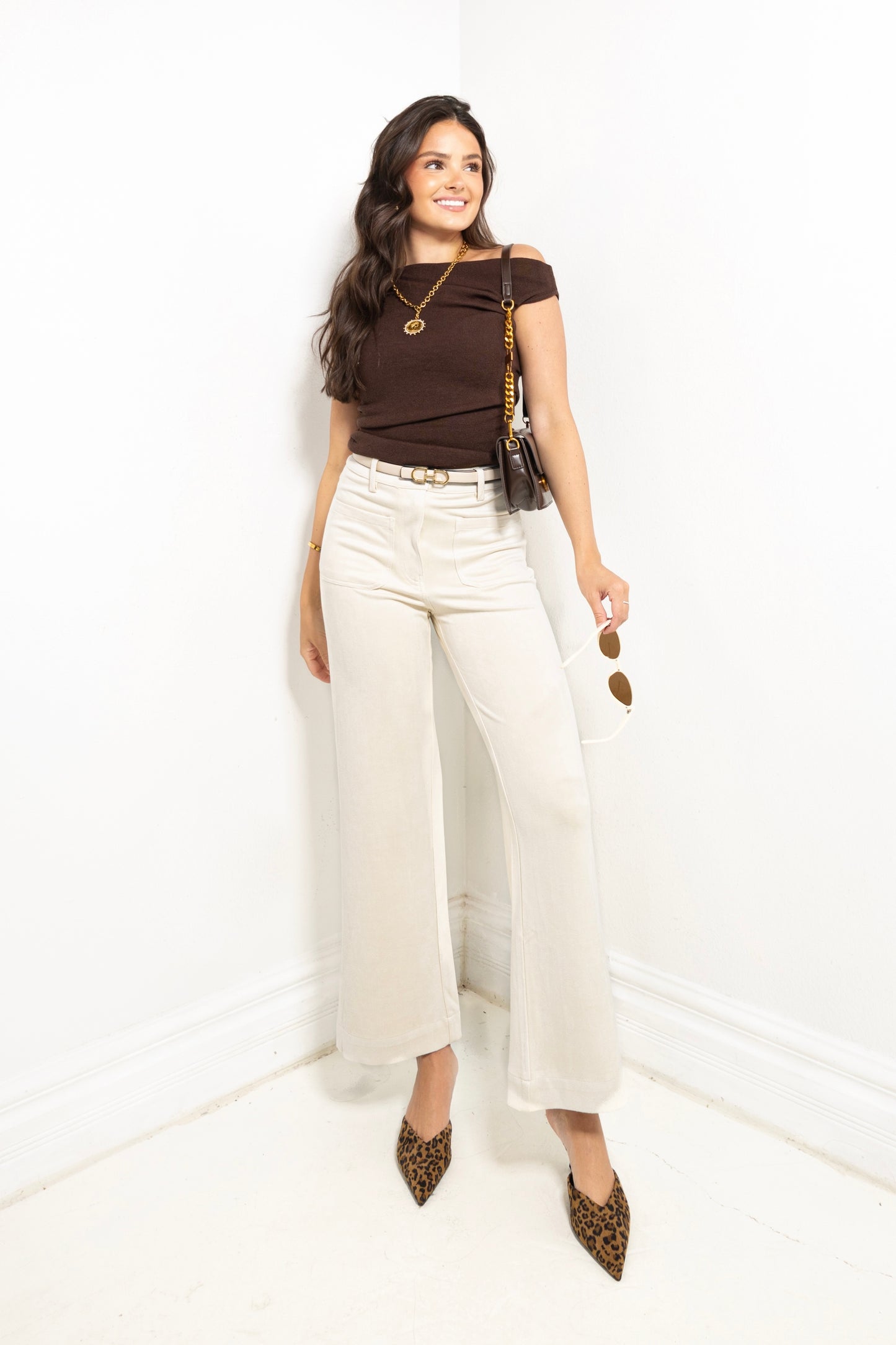 High Noon Faux Suede Wide Leg Pants