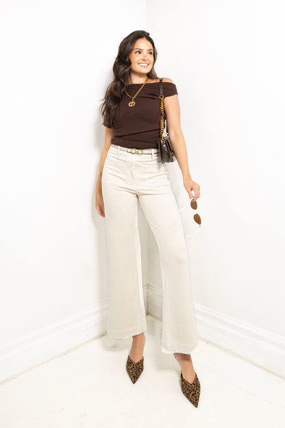 High Noon Faux Suede Wide Leg Pants