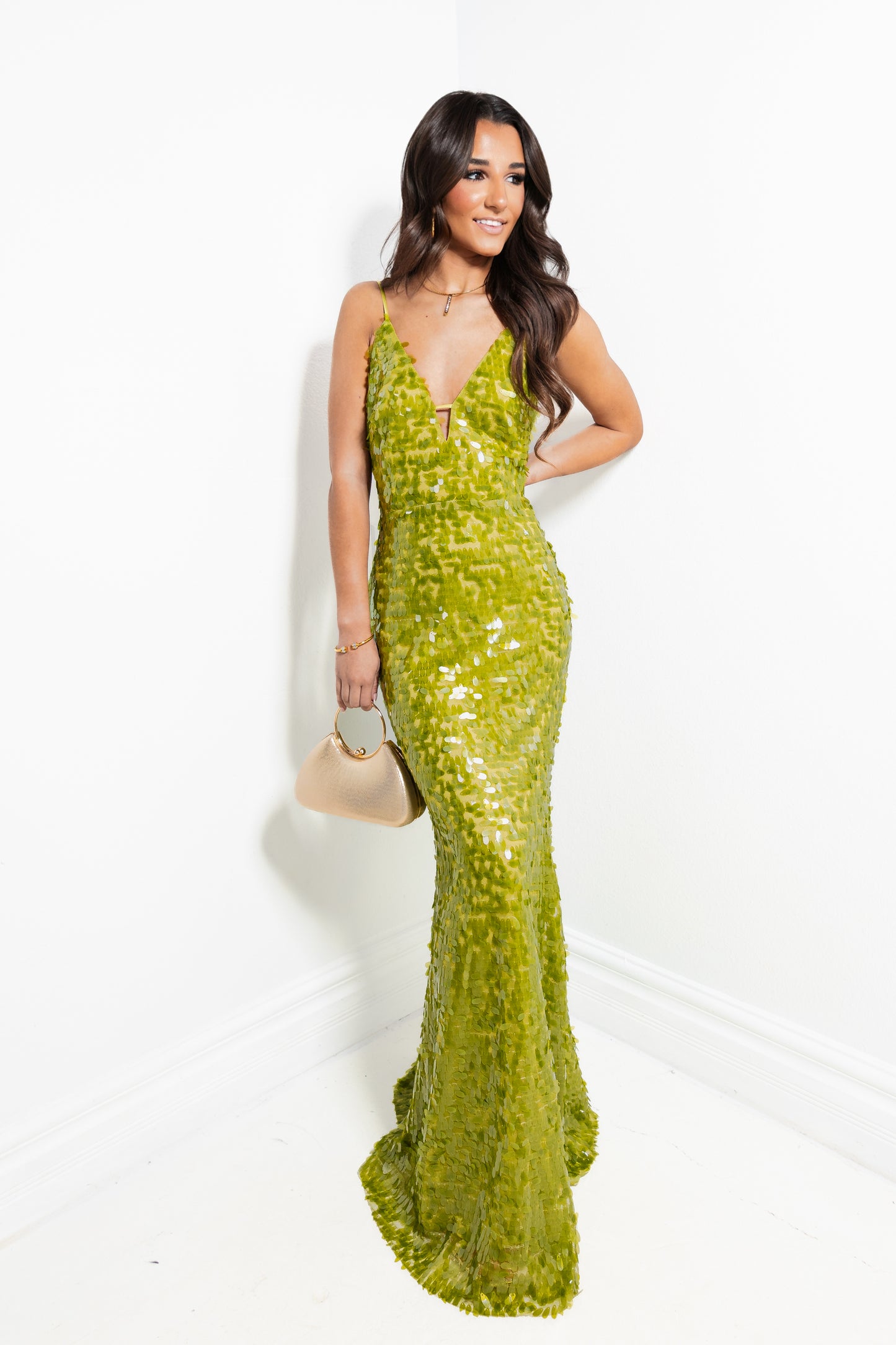 High Society Chartreuse Sequin Gown