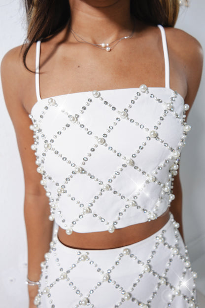 High Society Embellished Crop Top