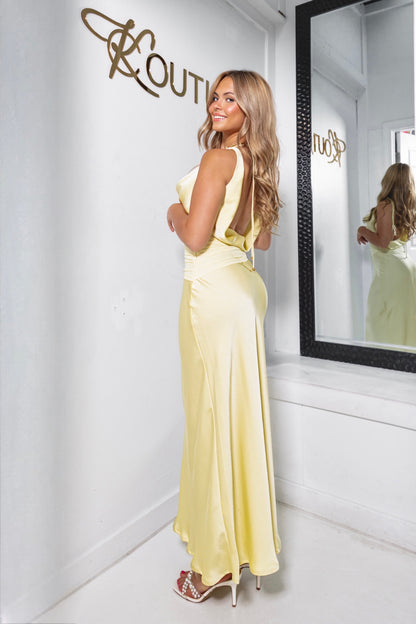 belle satin dress SHEIN Belle Off Shoulder Split Thigh Satin Dress
