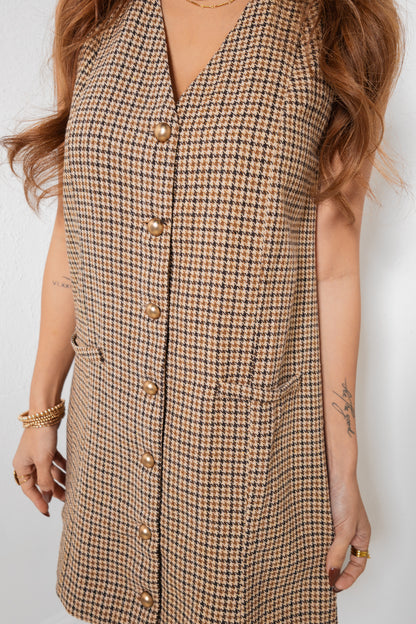 Houndstooth Honey Button Down Dress