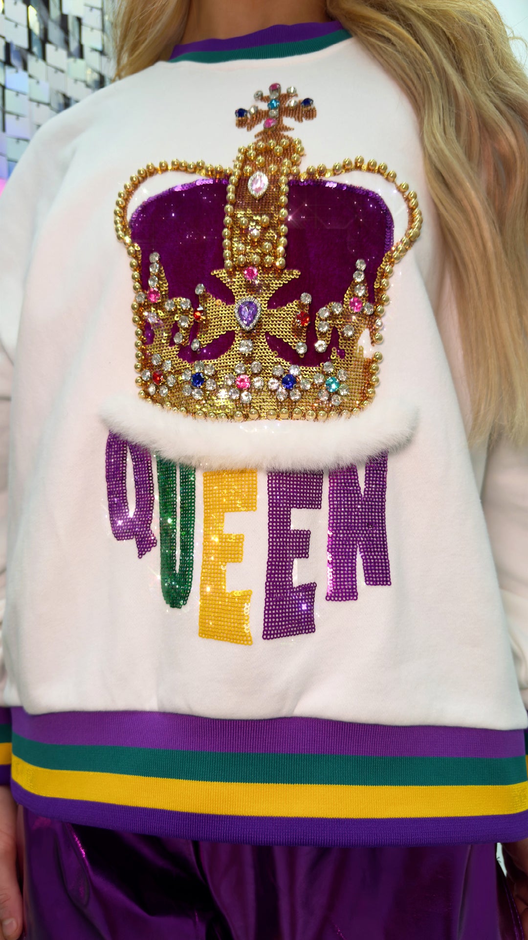 Queen Of Sparkles Mardi Gras Crown Sweatshirt