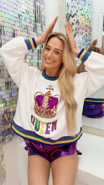 Queen Of Sparkles Mardi Gras Crown Sweatshirt