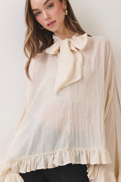 Soft Spoken Ruffle Poncho Top