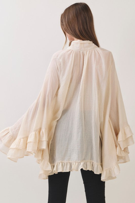 Soft Spoken Ruffle Poncho Top