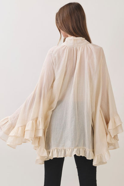 Soft Spoken Ruffle Poncho Top