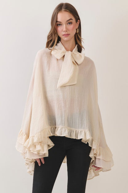 Soft Spoken Ruffle Poncho Top