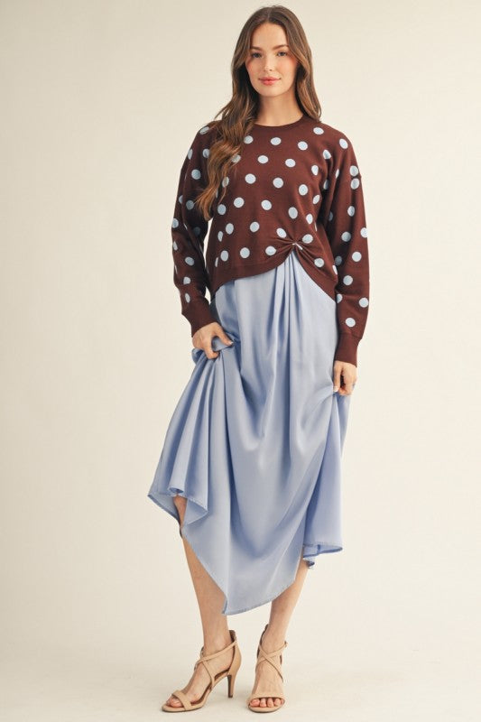 Polka Twist Sweater Top
