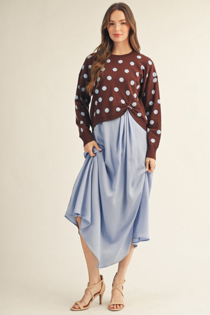 Polka Twist Sweater Top