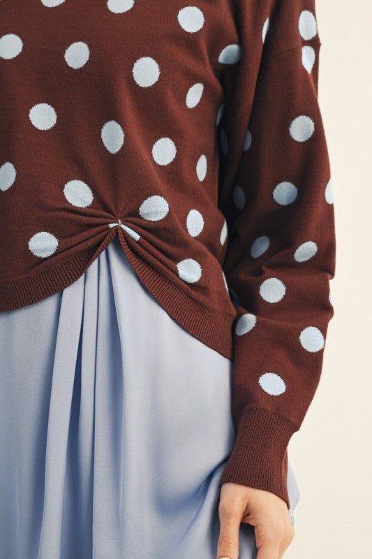 Polka Twist Sweater Top