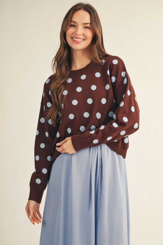 Polka Twist Sweater Top