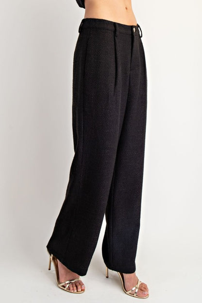 Boardroom Chic Jacquard Wide Leg Pants