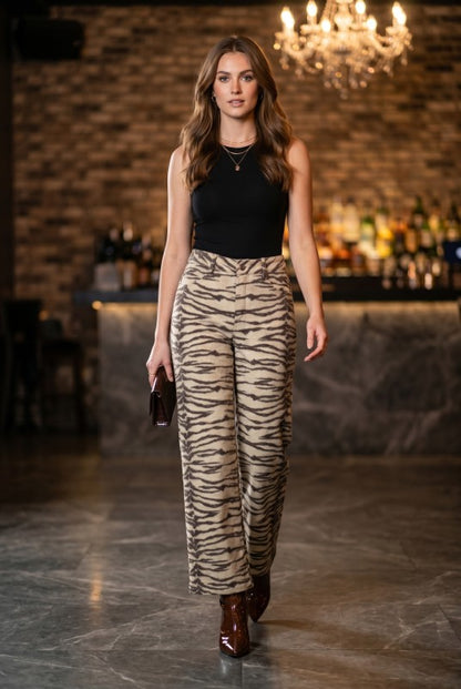 Wild Side Tiger Stripe Wide Leg Pants