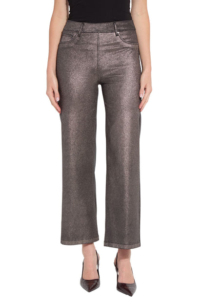 Lysse Metallic Coated High Waist Wide Leg Pull-On Jeans