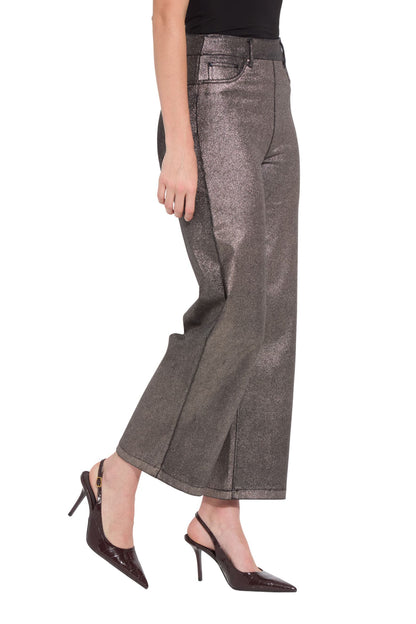 Lysse Metallic Coated High Waist Wide Leg Pull-On Jeans
