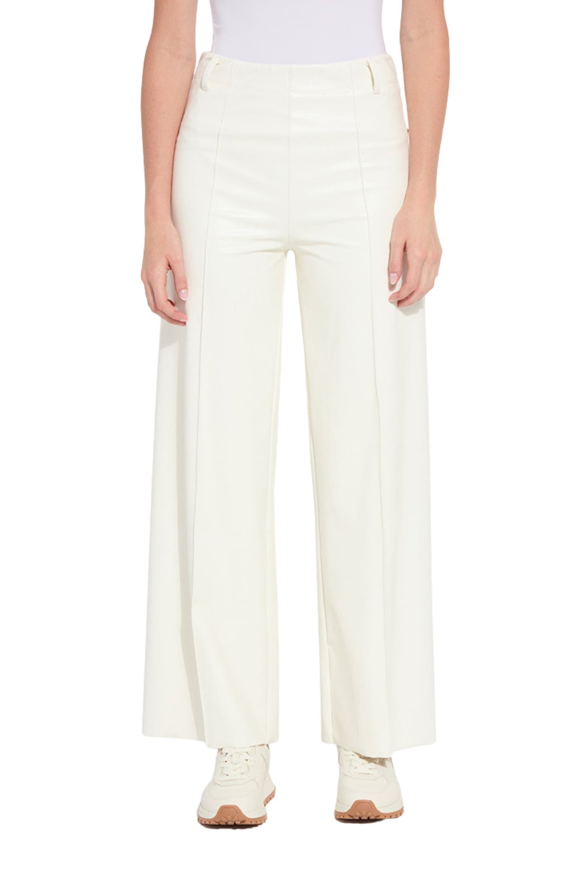 Lyssé Libby Hi Waist Pintuck Vegan Leather Wide Leg Pants
