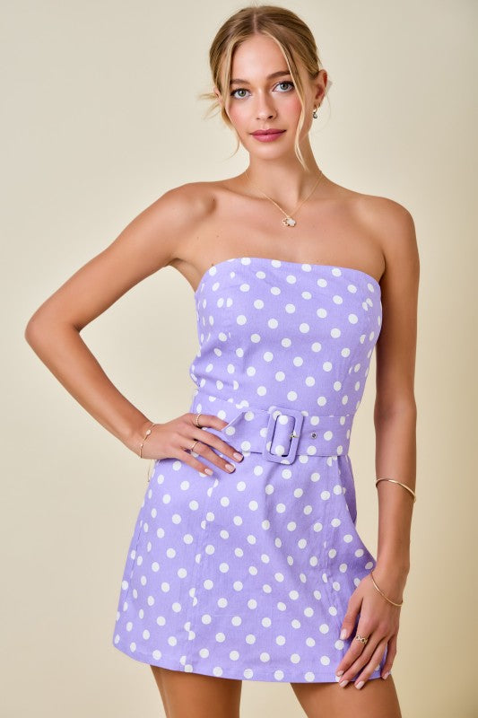 Lavender Love Polka Dot Denim Mini Dress
