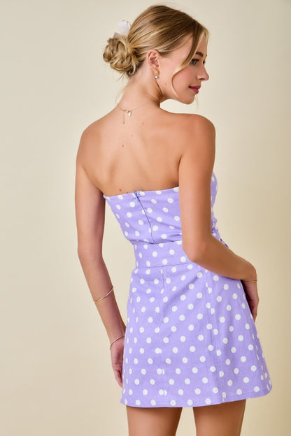 Lavender Love Polka Dot Denim Mini Dress