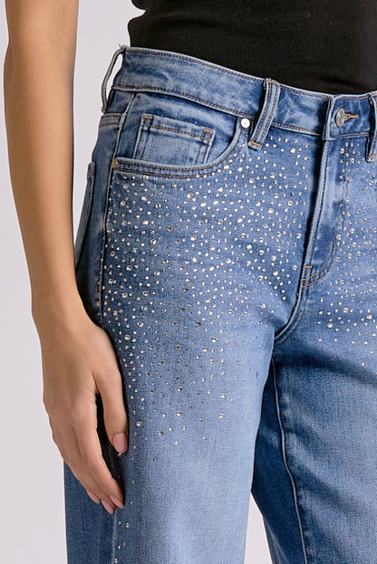 Elan Starlight Rhinestone Wide Leg Jeans