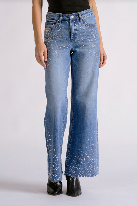 Elan Starlight Rhinestone Wide Leg Jeans