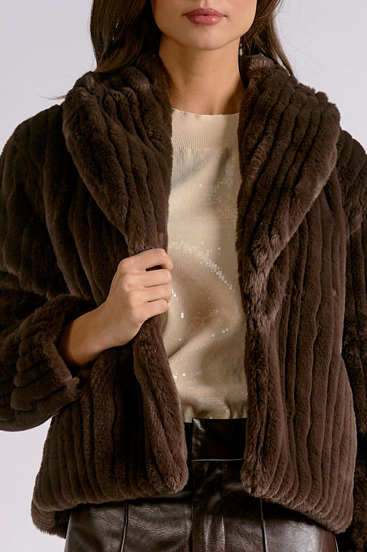 Elan Espresso Luxe Faux Fur Jacket