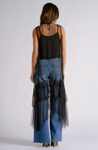 Elan Midnight Romance Lace Duster Top