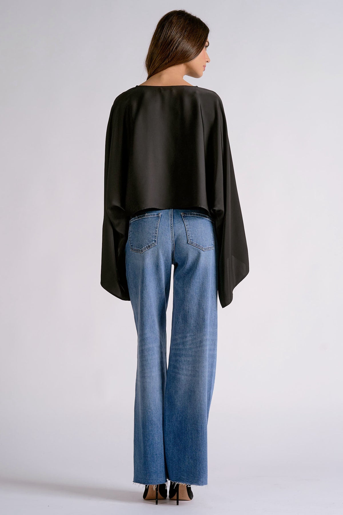 Elan After Dark Satin Cape Top