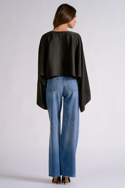 Elan After Dark Satin Cape Top