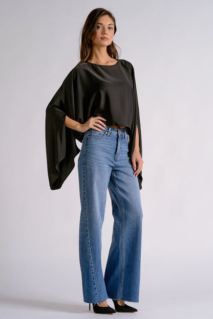 Elan After Dark Satin Cape Top