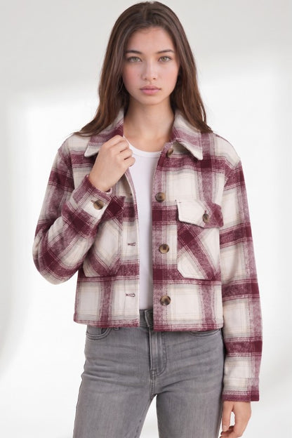 Sutton Plaid Cropped Button-Front Jacket